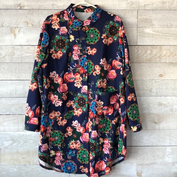 Cheery floral mandala long blouse - Picture 1 of 6